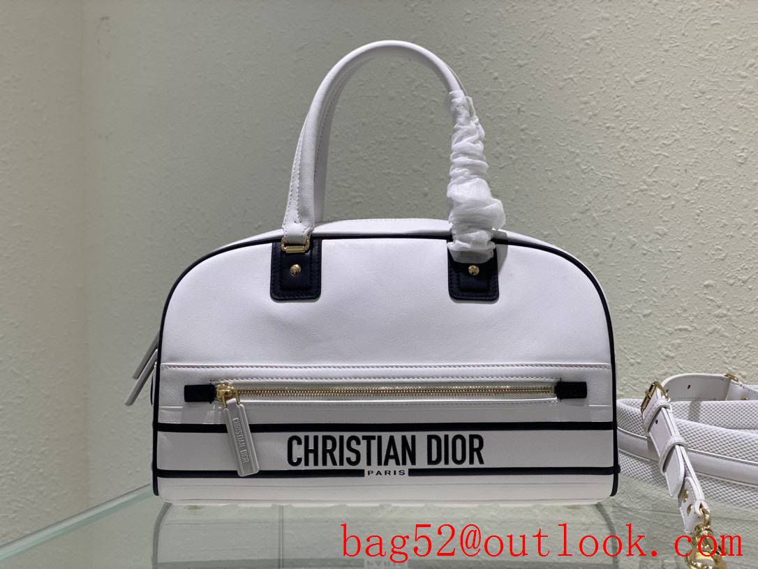 Dior vibe white large leather shoulder tote handbag