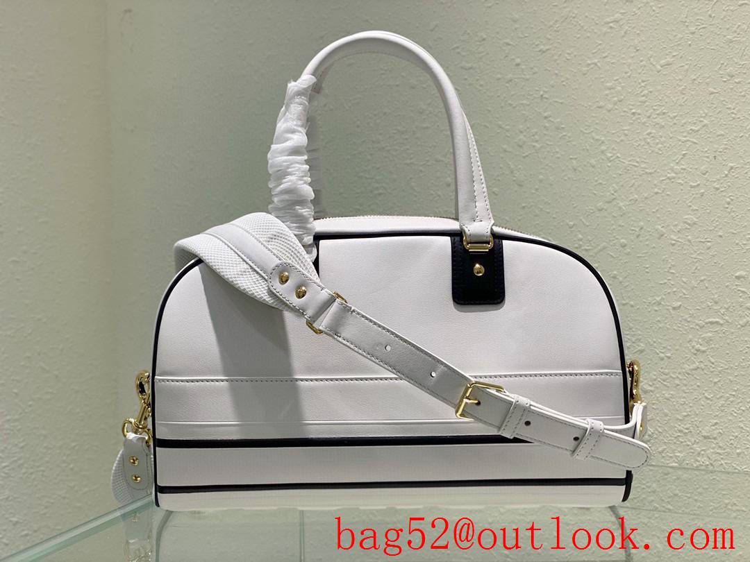 Dior vibe white large leather shoulder tote handbag