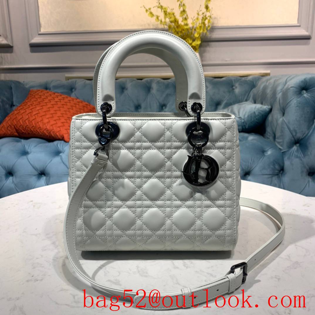 Dior Lamb Leather Cannage Stitch white tote ABC shoulder handbag bag