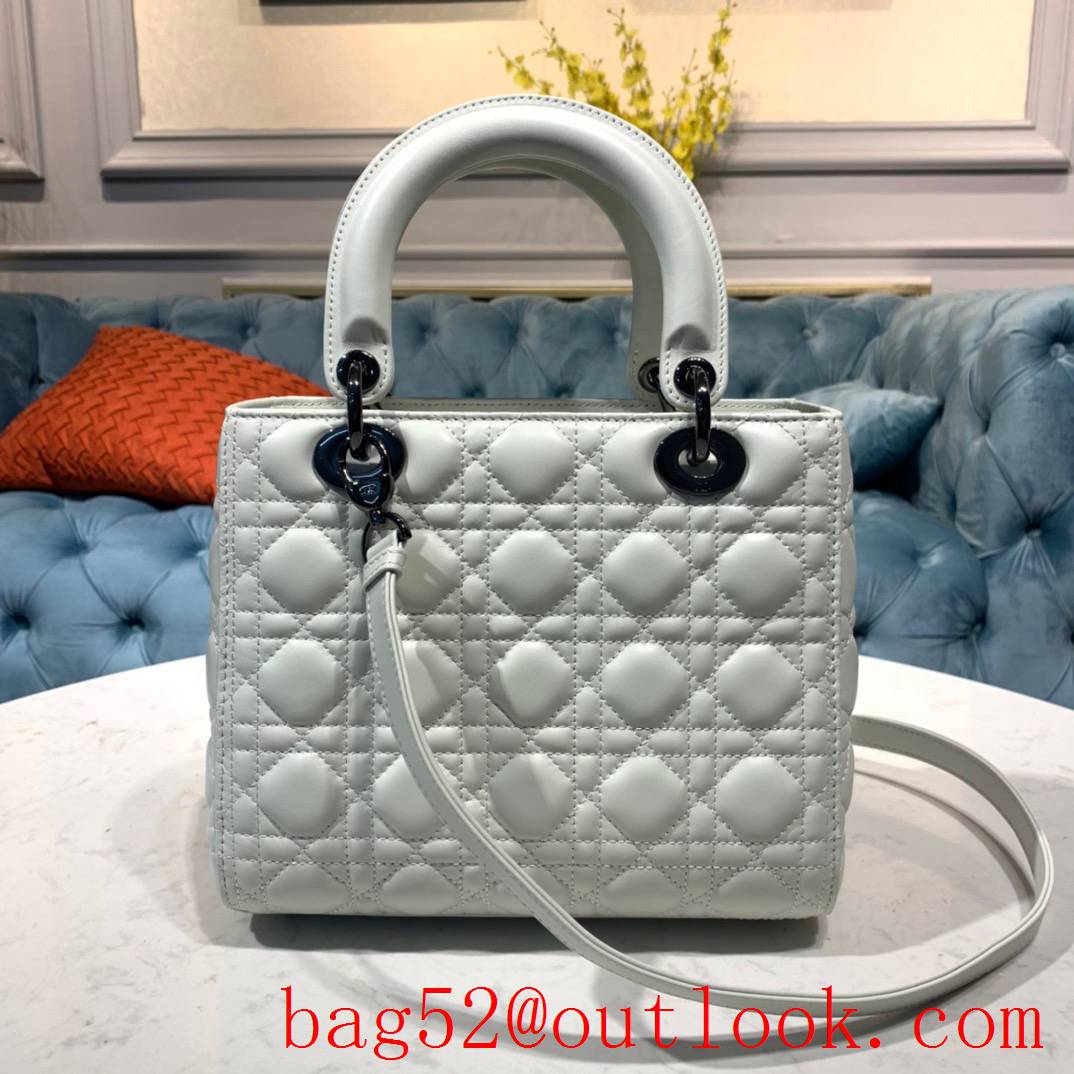 Dior Lamb Leather Cannage Stitch white tote ABC shoulder handbag bag