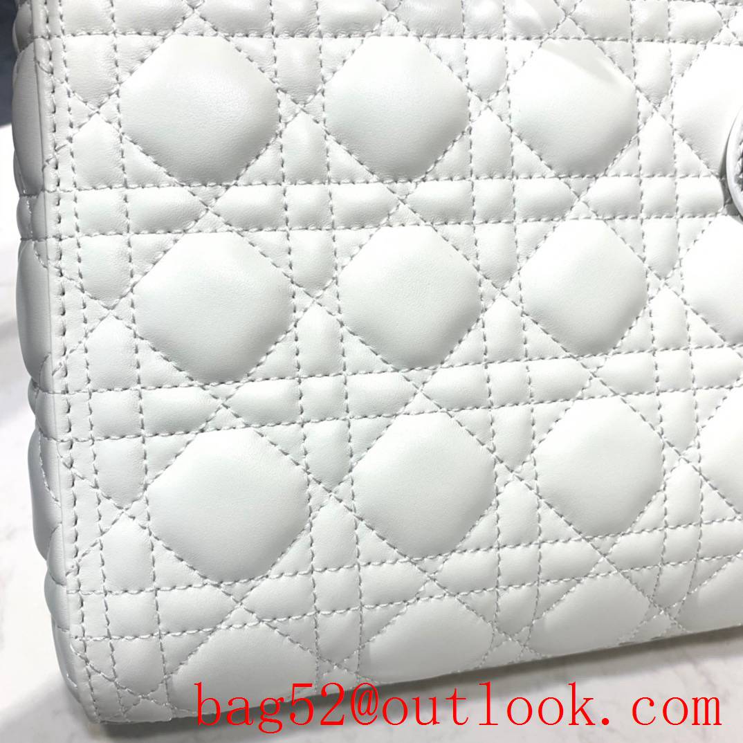 Dior Lamb Leather Cannage Stitch white tote ABC shoulder handbag bag