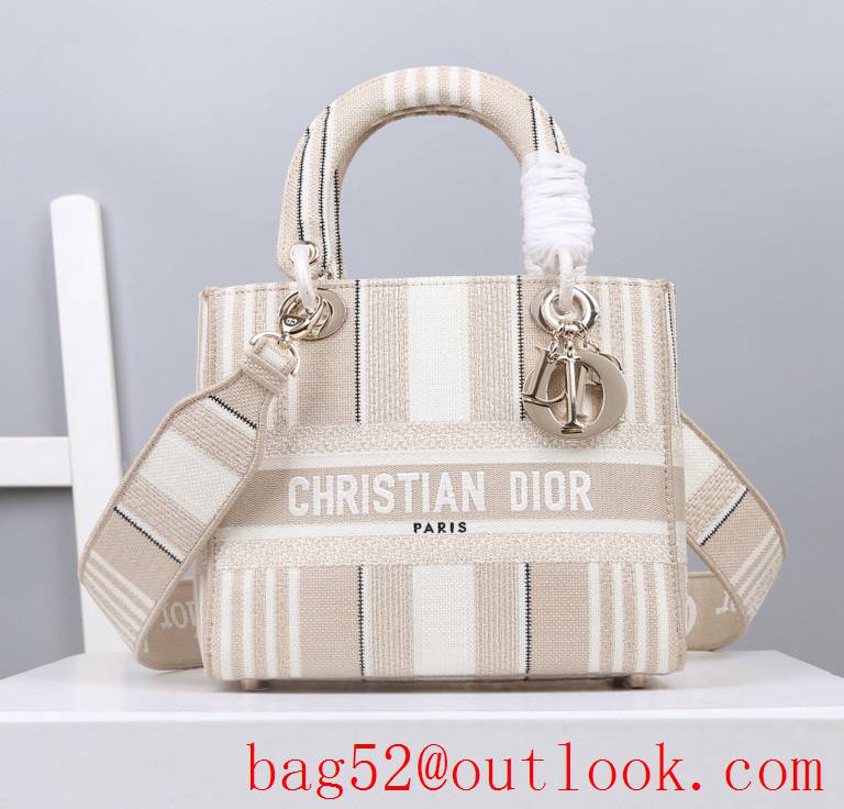 Dior D-Lite Five-Grid Embroidered Stripe Bayadere shoulder handbag bag