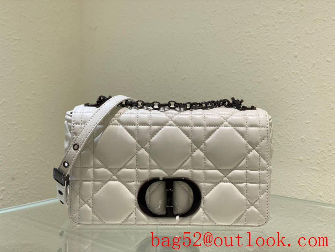 Dior white Caro turbo bag black hardware calfskin shoulder meidum handbag