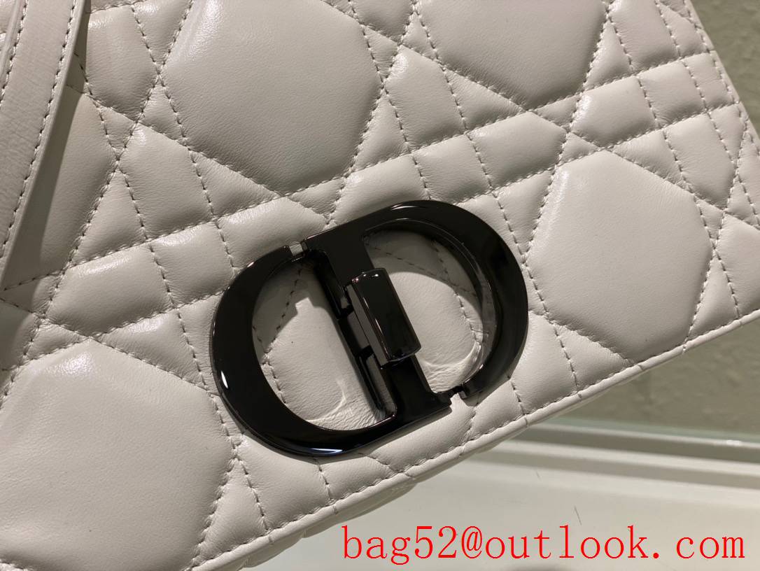 Dior white Caro turbo bag black hardware calfskin shoulder meidum handbag