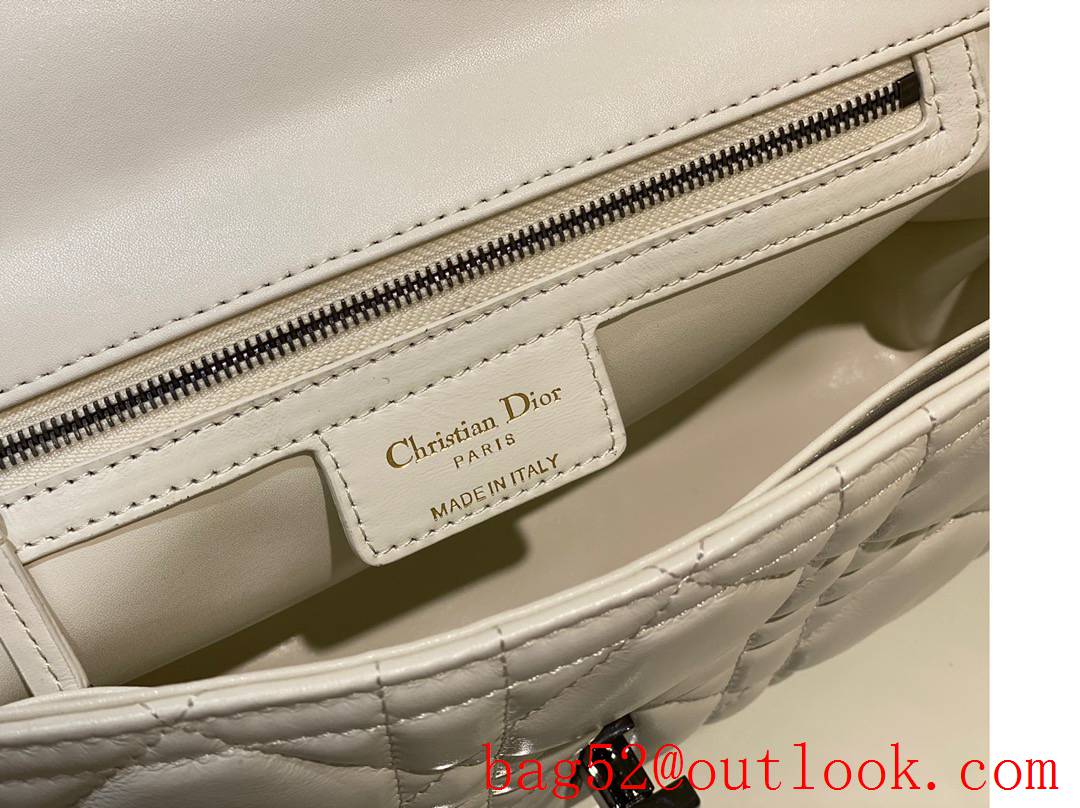 Dior white Caro turbo bag black hardware calfskin shoulder meidum handbag