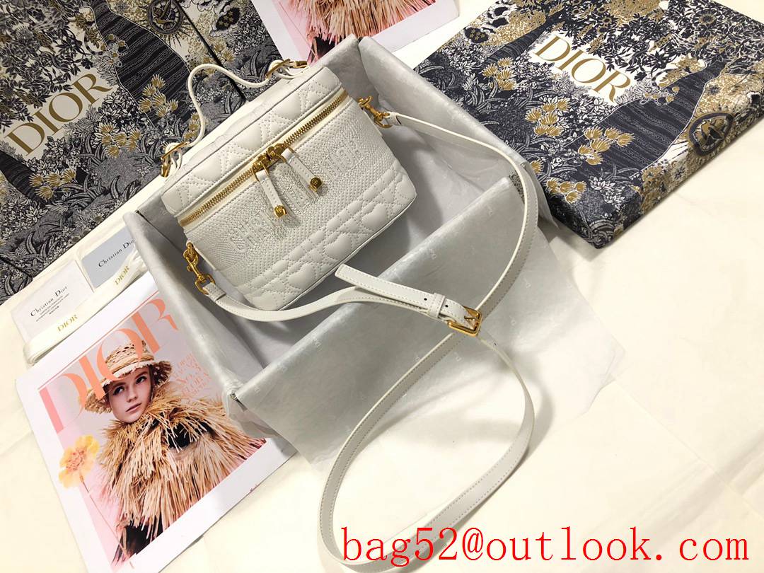 Dior Heart DiorTravel zippy tote crossbody shoulder handbag Embossed WHite cosmetic logo bag