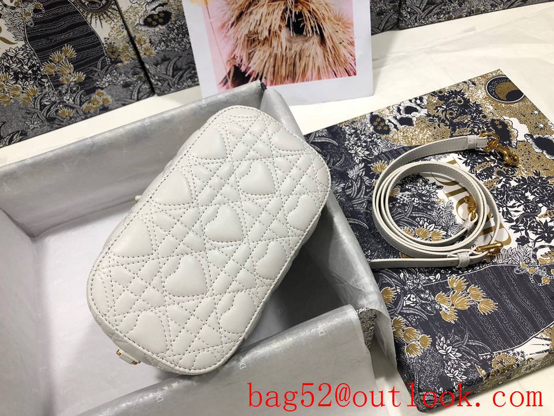 Dior Heart DiorTravel zippy tote crossbody shoulder handbag Embossed WHite cosmetic logo bag