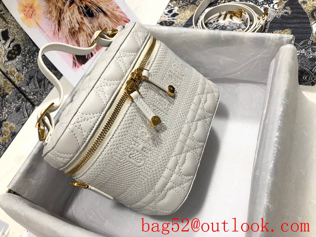 Dior Heart DiorTravel zippy tote crossbody shoulder handbag Embossed WHite cosmetic logo bag