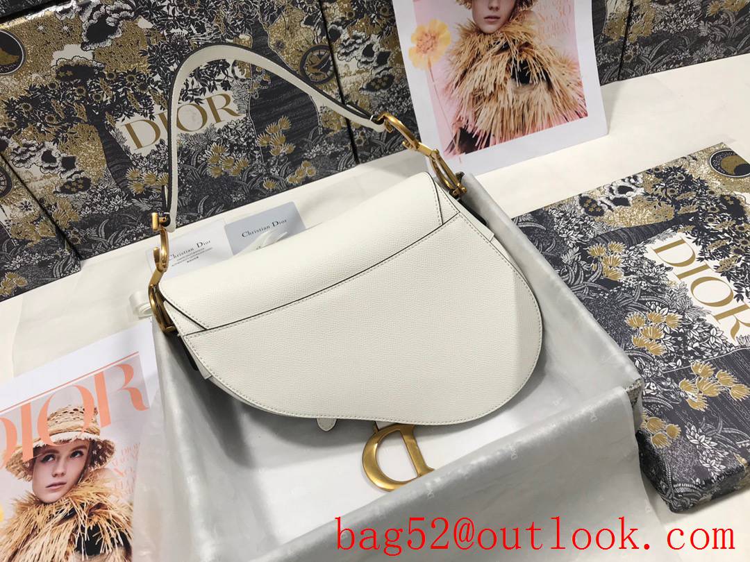 Dior large palm pattern white medium saddle CD