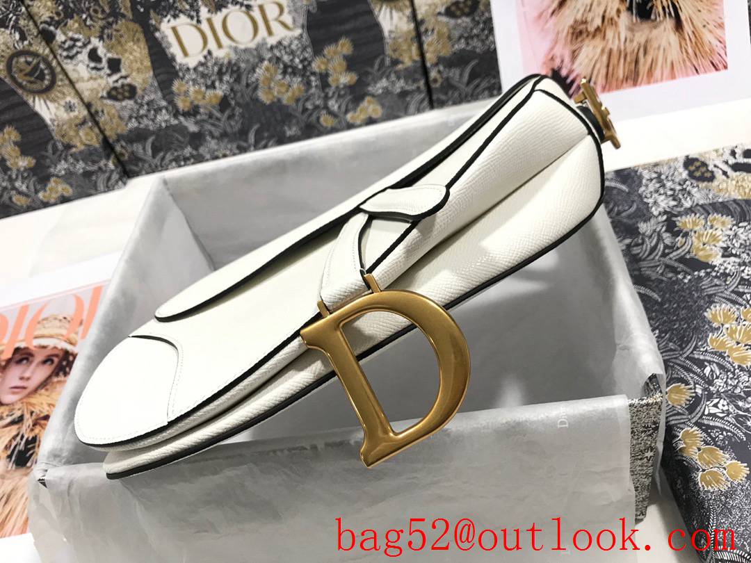 Dior large palm pattern white medium saddle CD