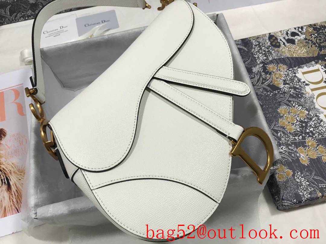 Dior large palm pattern white medium saddle CD