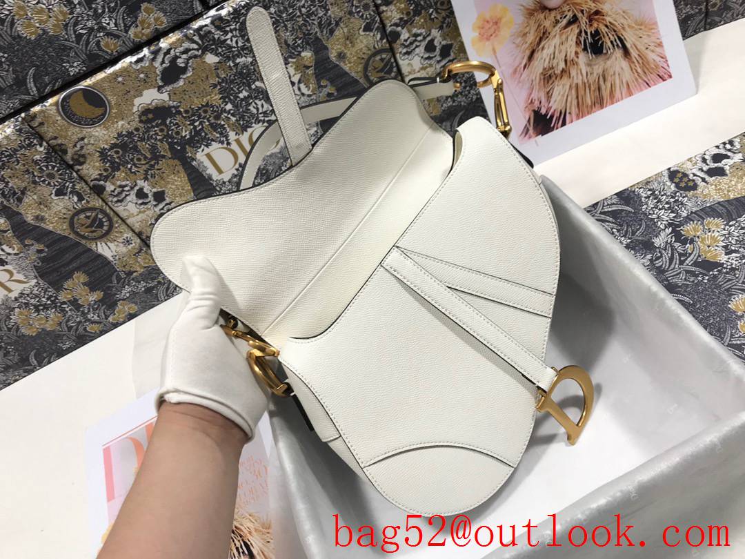 Dior large palm pattern white medium saddle CD