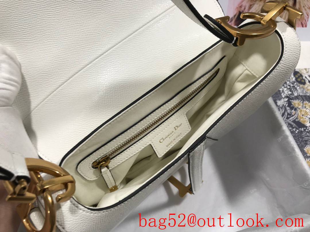 Dior large palm pattern white medium saddle CD