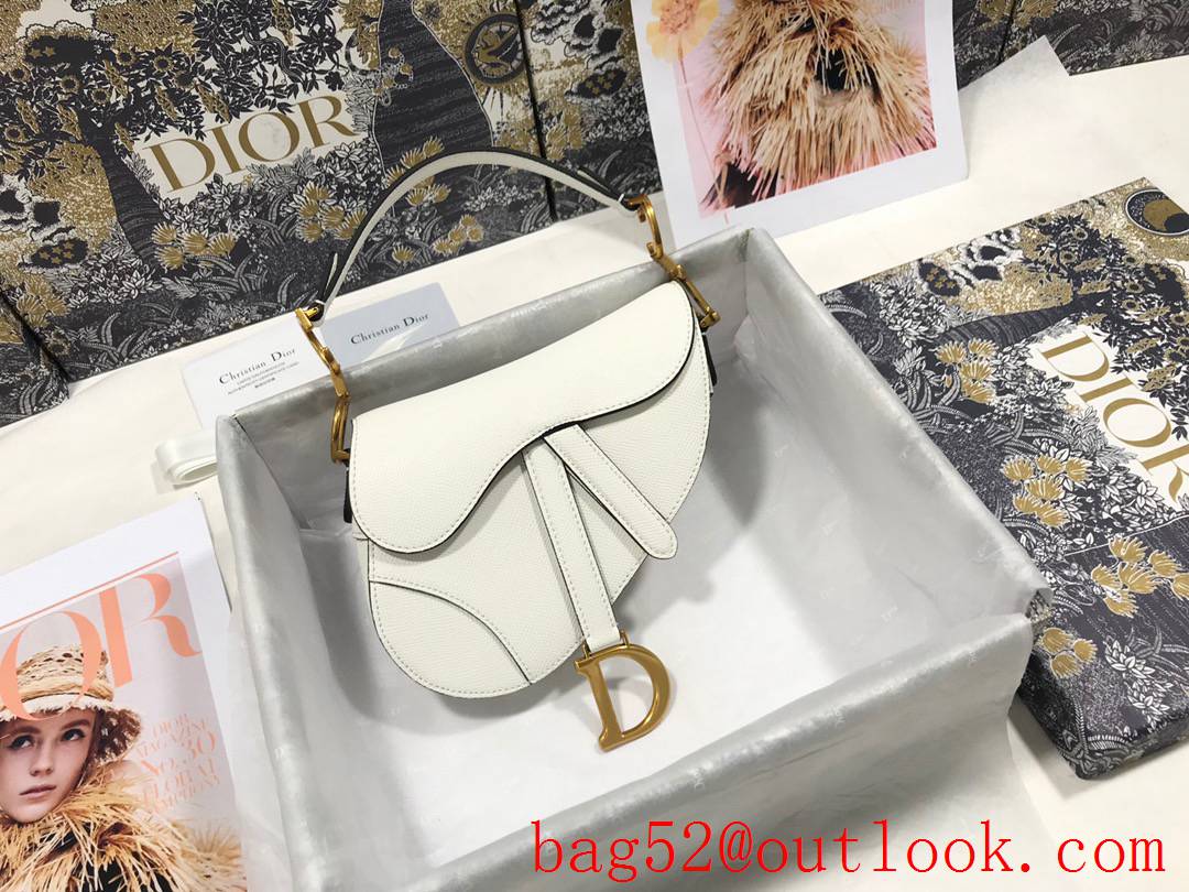 Dior palm pattern white medium saddle CD" logo on the side of the handle shoulder smaller bag