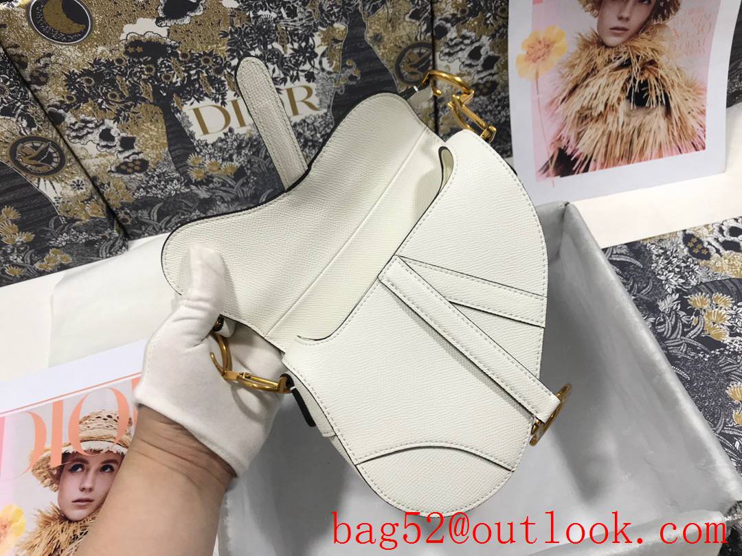 Dior palm pattern white medium saddle CD