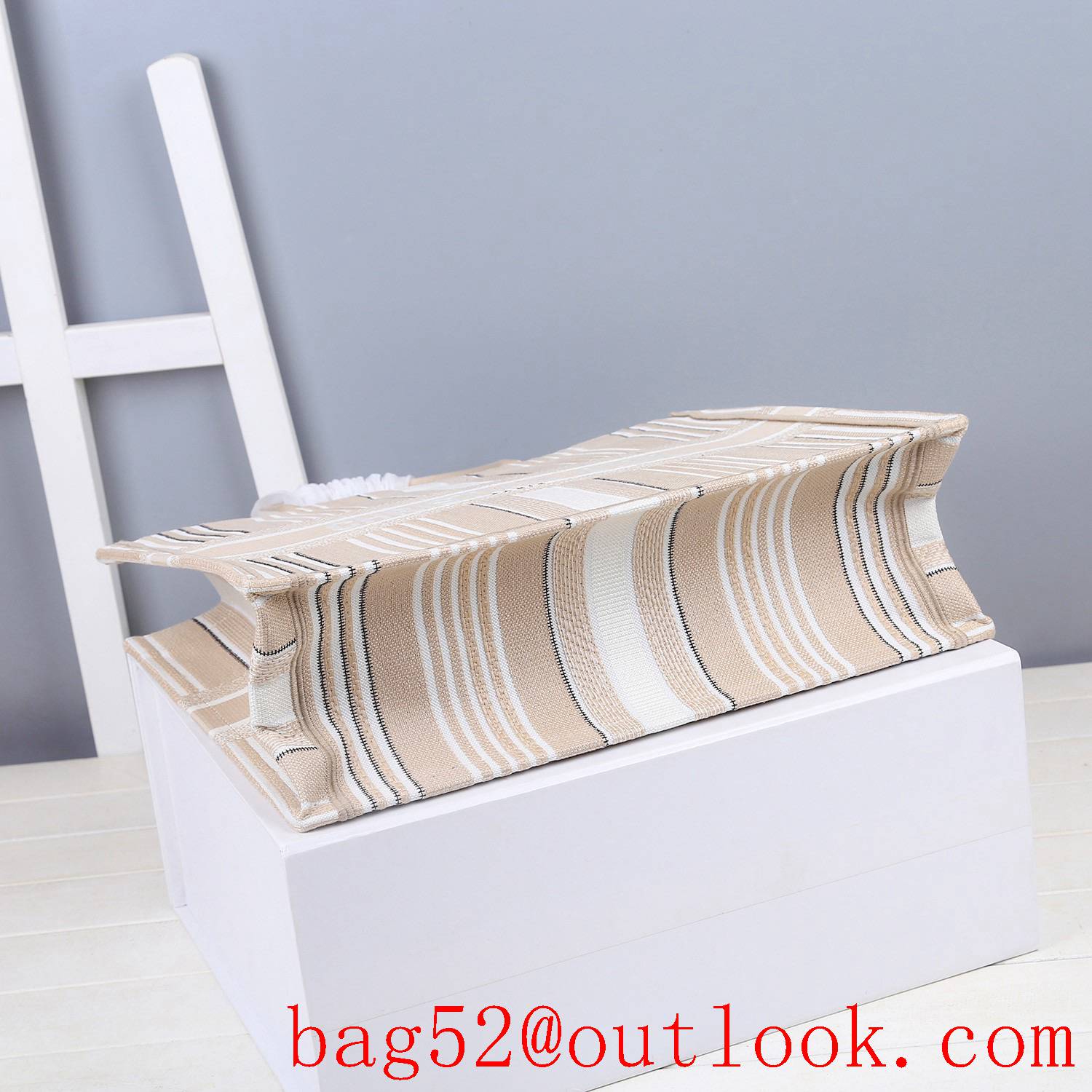 Dior Large white stripe tote undeararm book tote bag