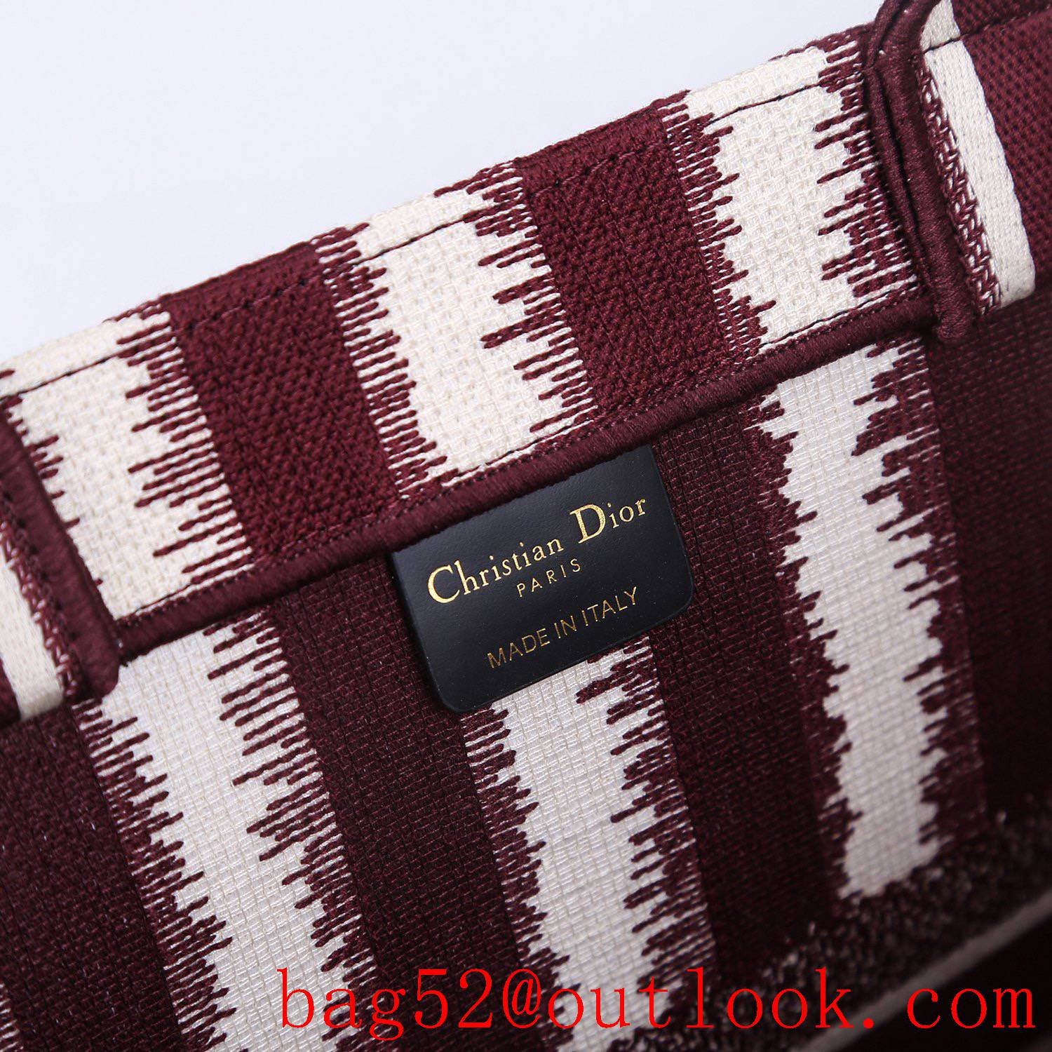 Dior large winered stripes big space tote lady bag