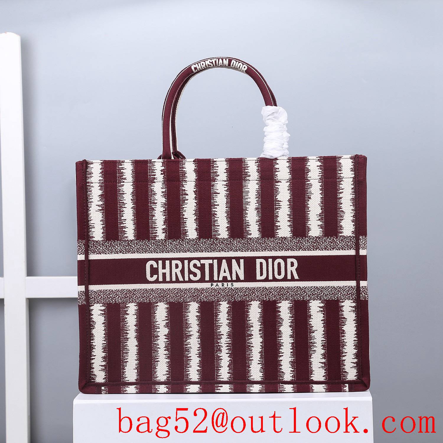 Dior Large Burgundy Stripes tote undeararm bag