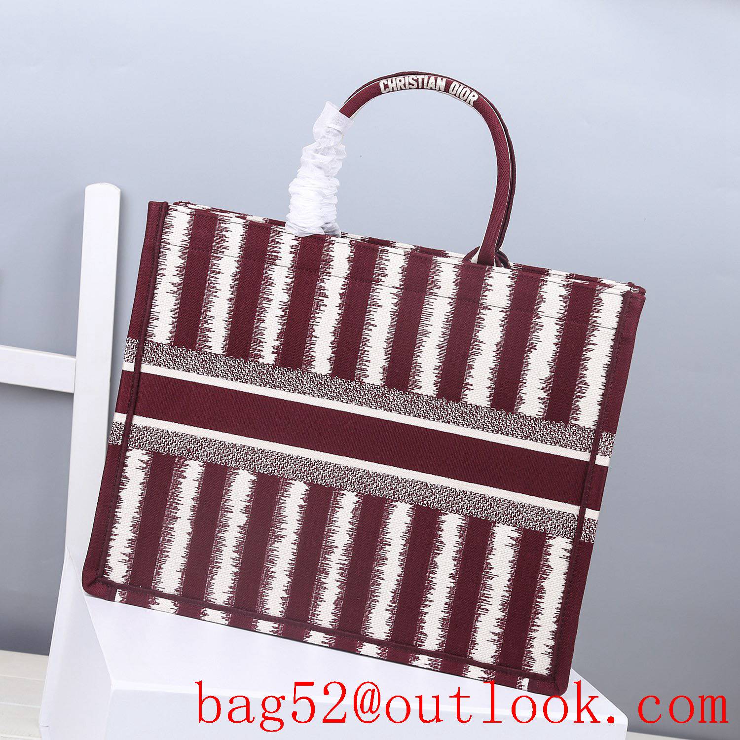 Dior Large Burgundy Stripes tote undeararm bag