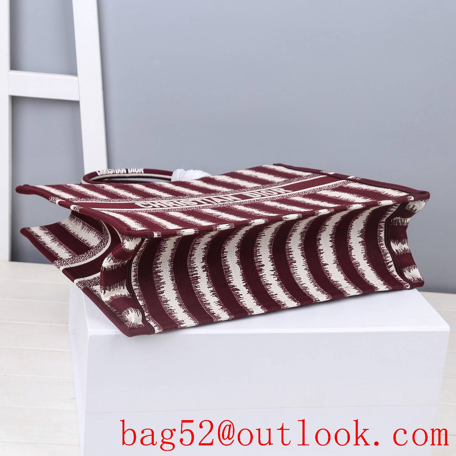 Dior Large Burgundy Stripes tote undeararm bag