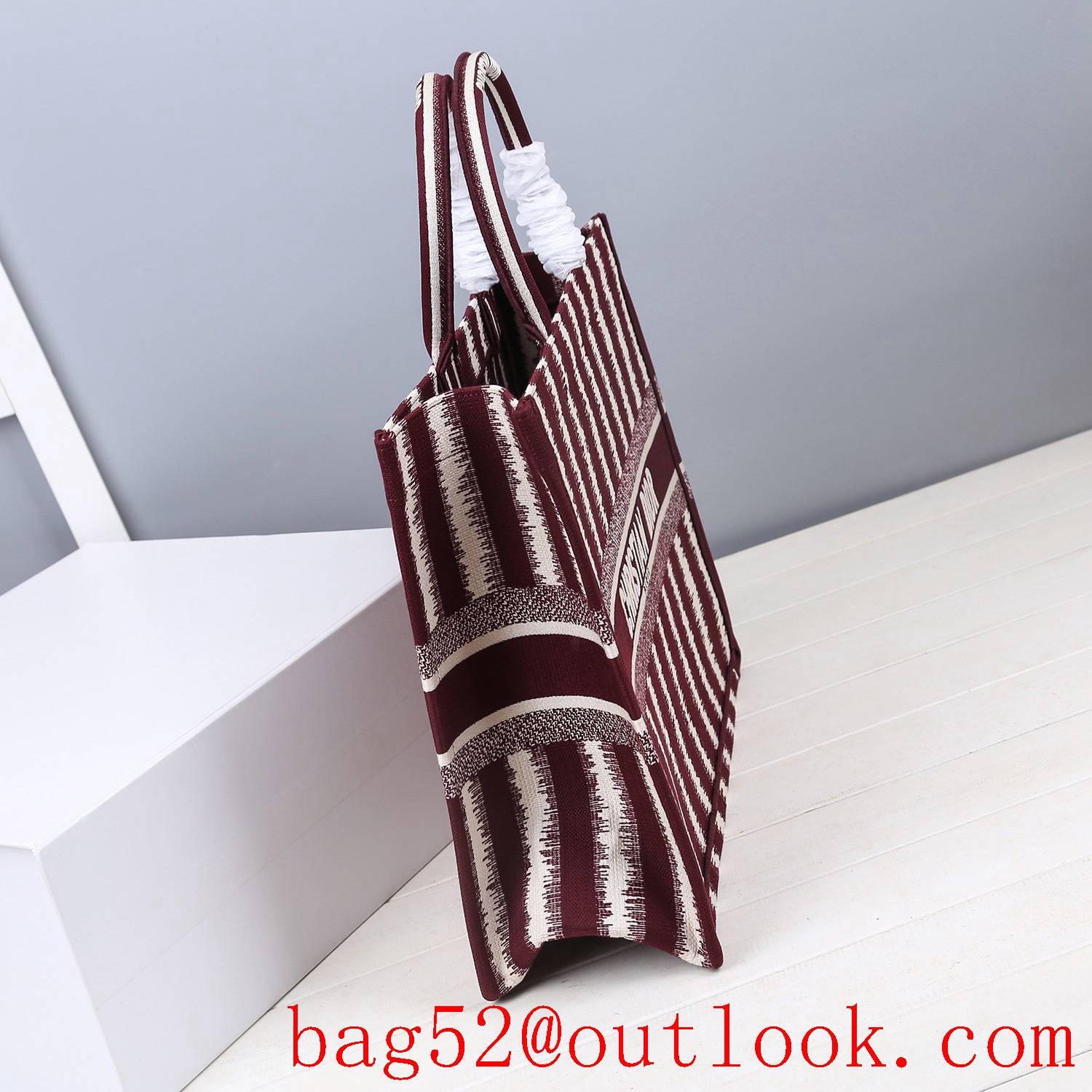 Dior Large Burgundy Stripes tote undeararm bag