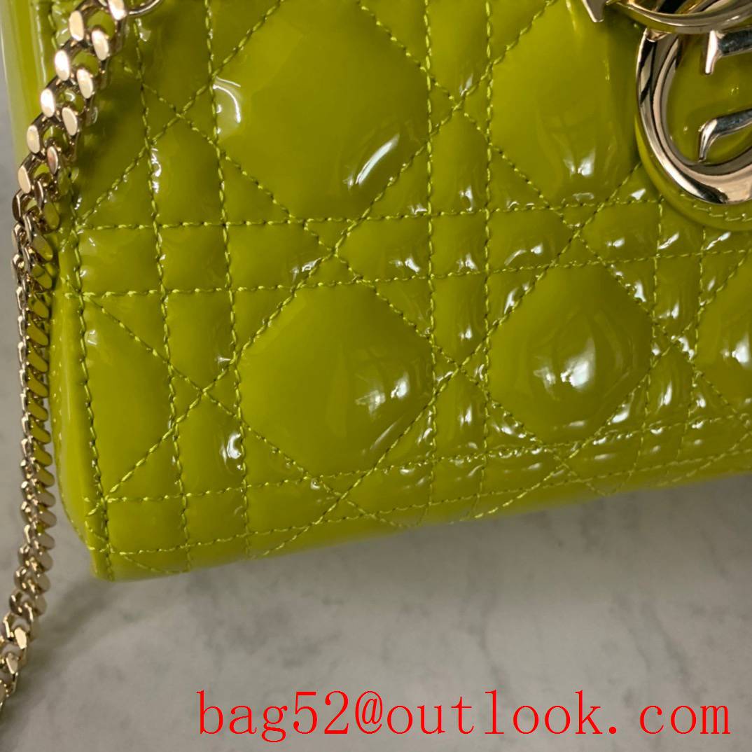 Dior Patent Leather Bag Classic Cannage Stitching yellow tote medium handbag