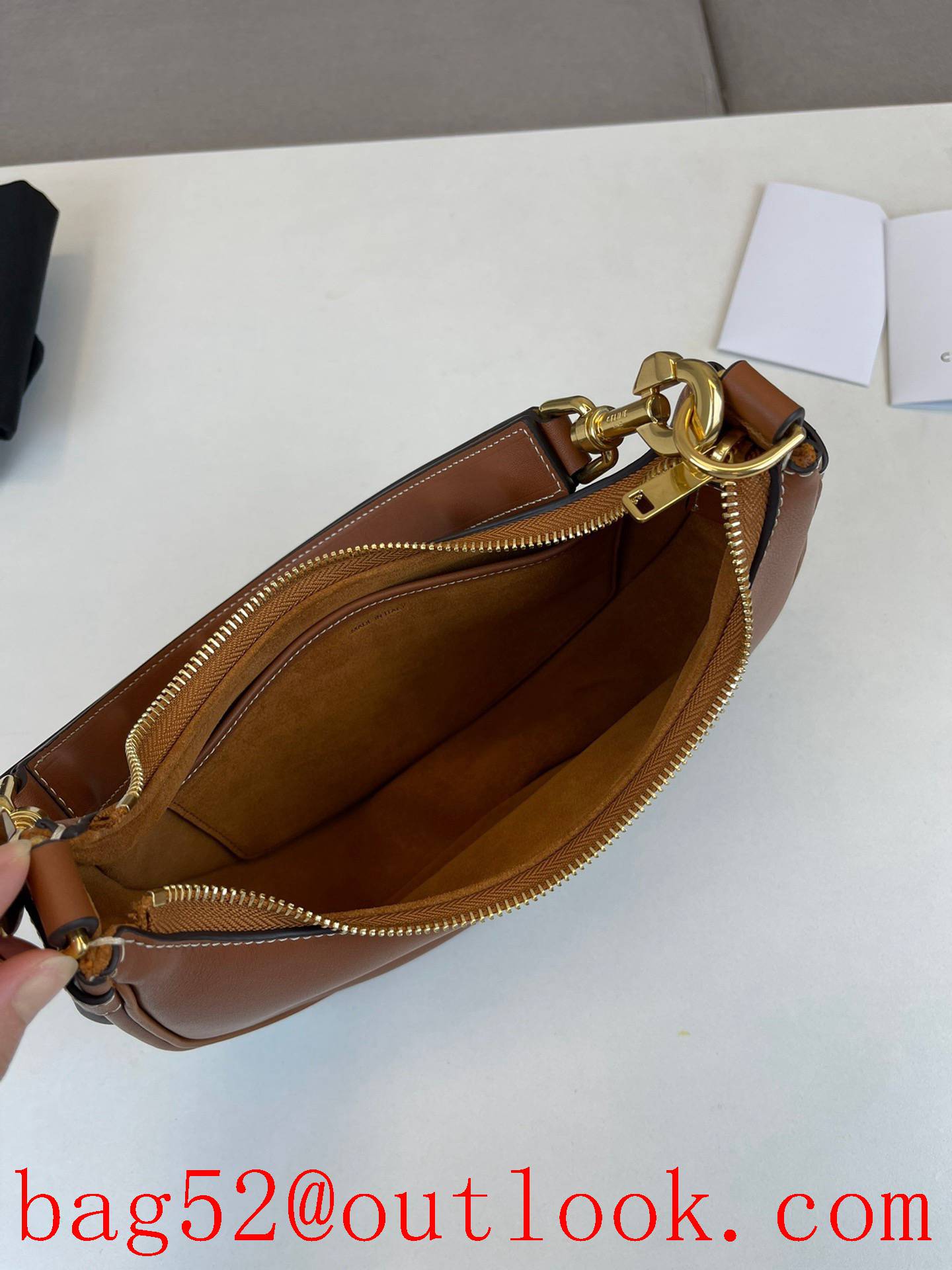 Celine brown medium New Ava Strap calfskin handbag leather underarm bag