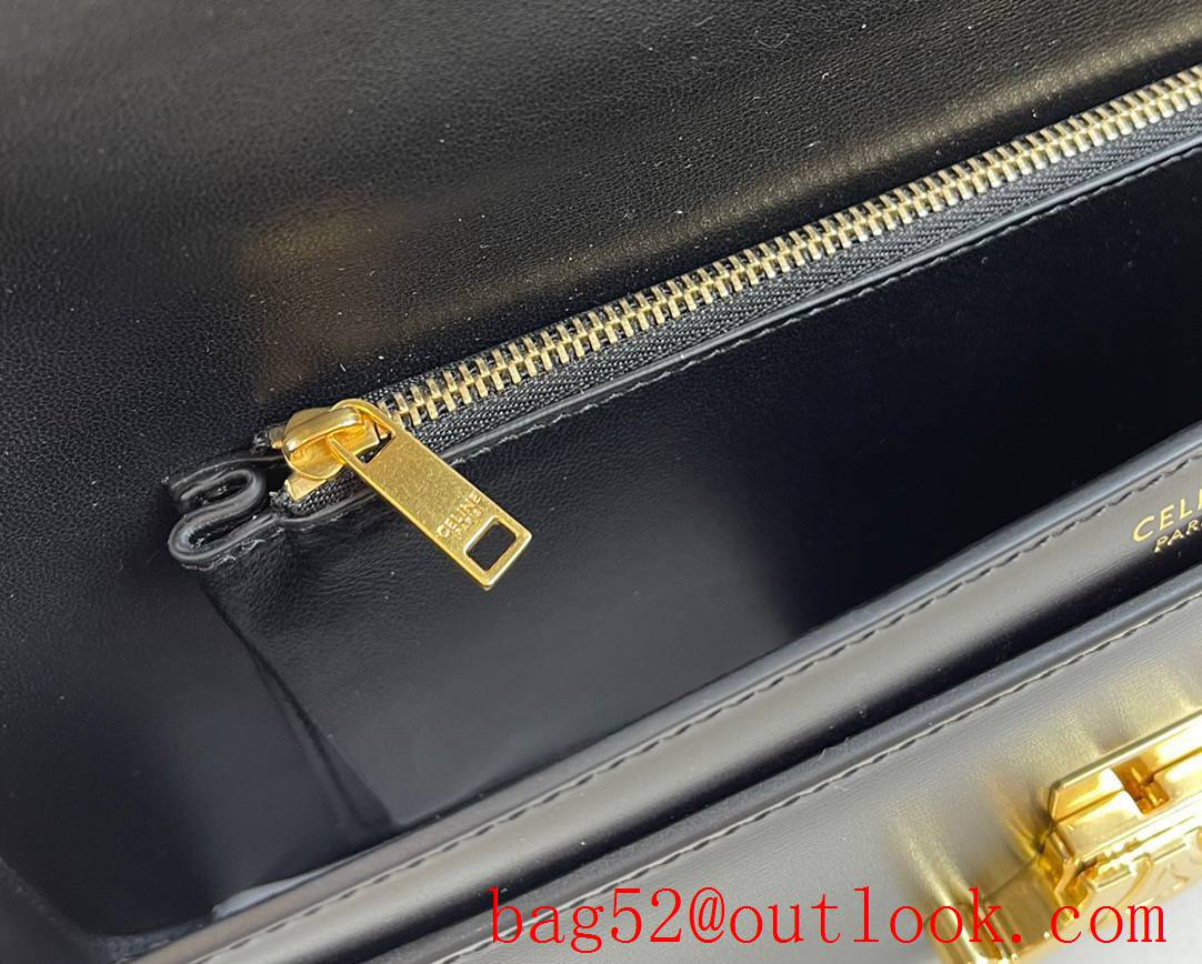 Celine gold bucket large black leather Triomphe chain bag glossy calfskin shoulder carry handbag
