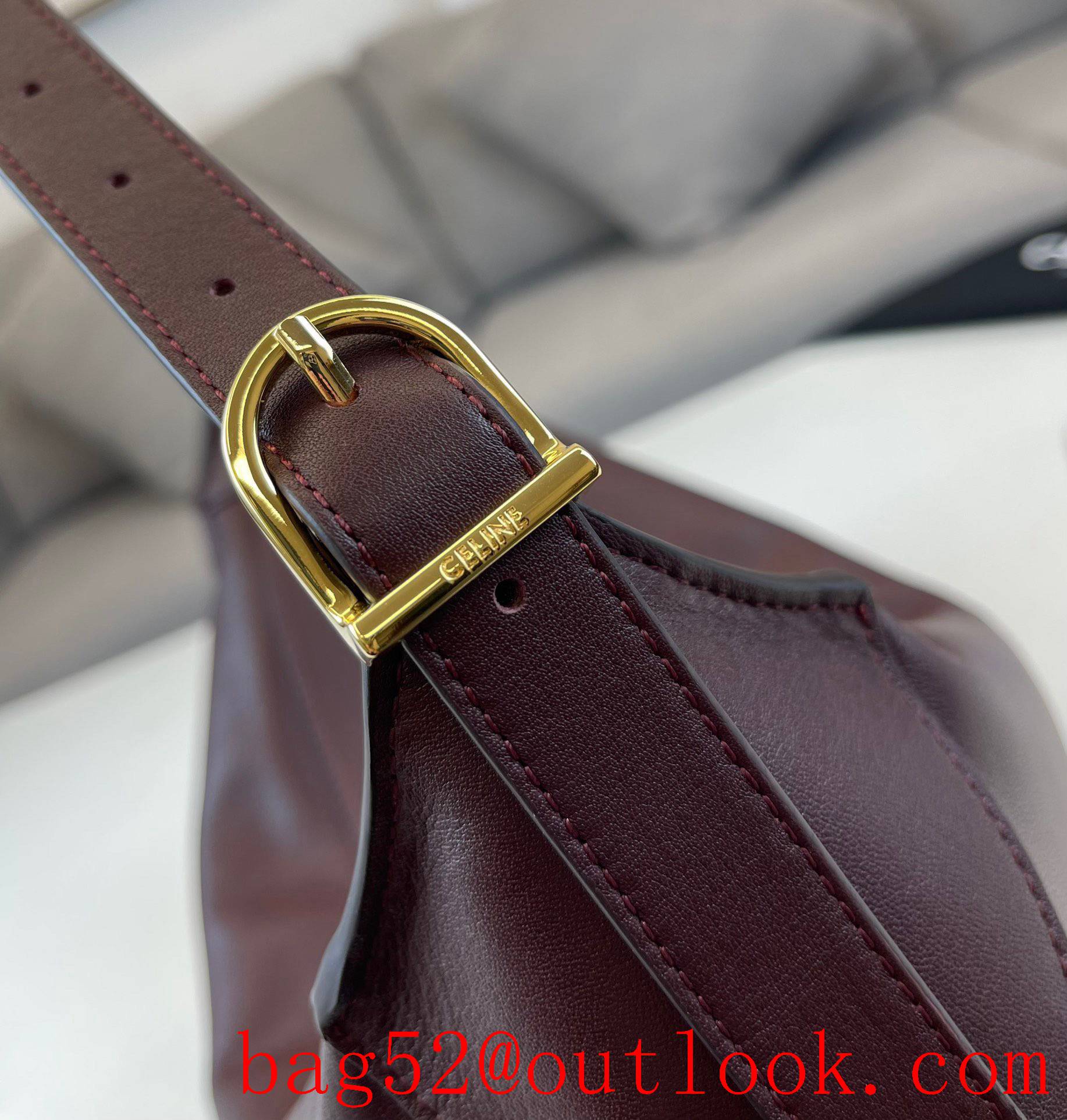 Celine romy medium soft calfskin handbag brown leather lining shoulder bag