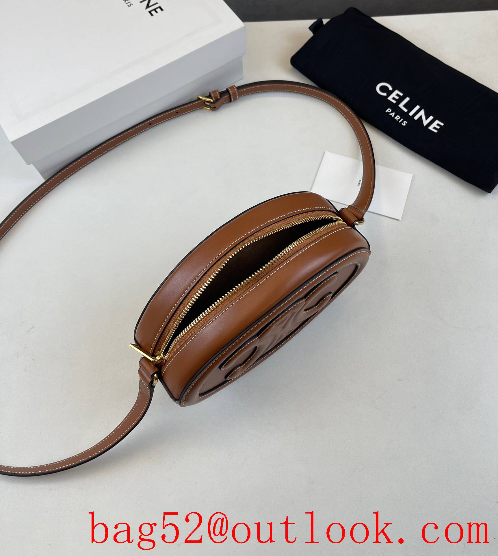 Celine brown medium phone case oval cuir triomphe smooth calfskin shoulder crossbody bag