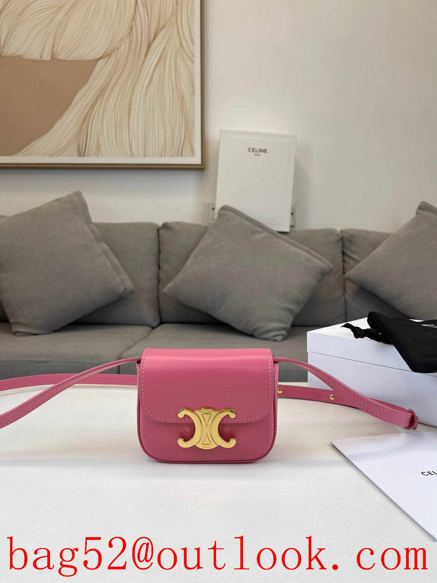 Celine mini pink TRIOMPHE baby's long-awaited tip bag