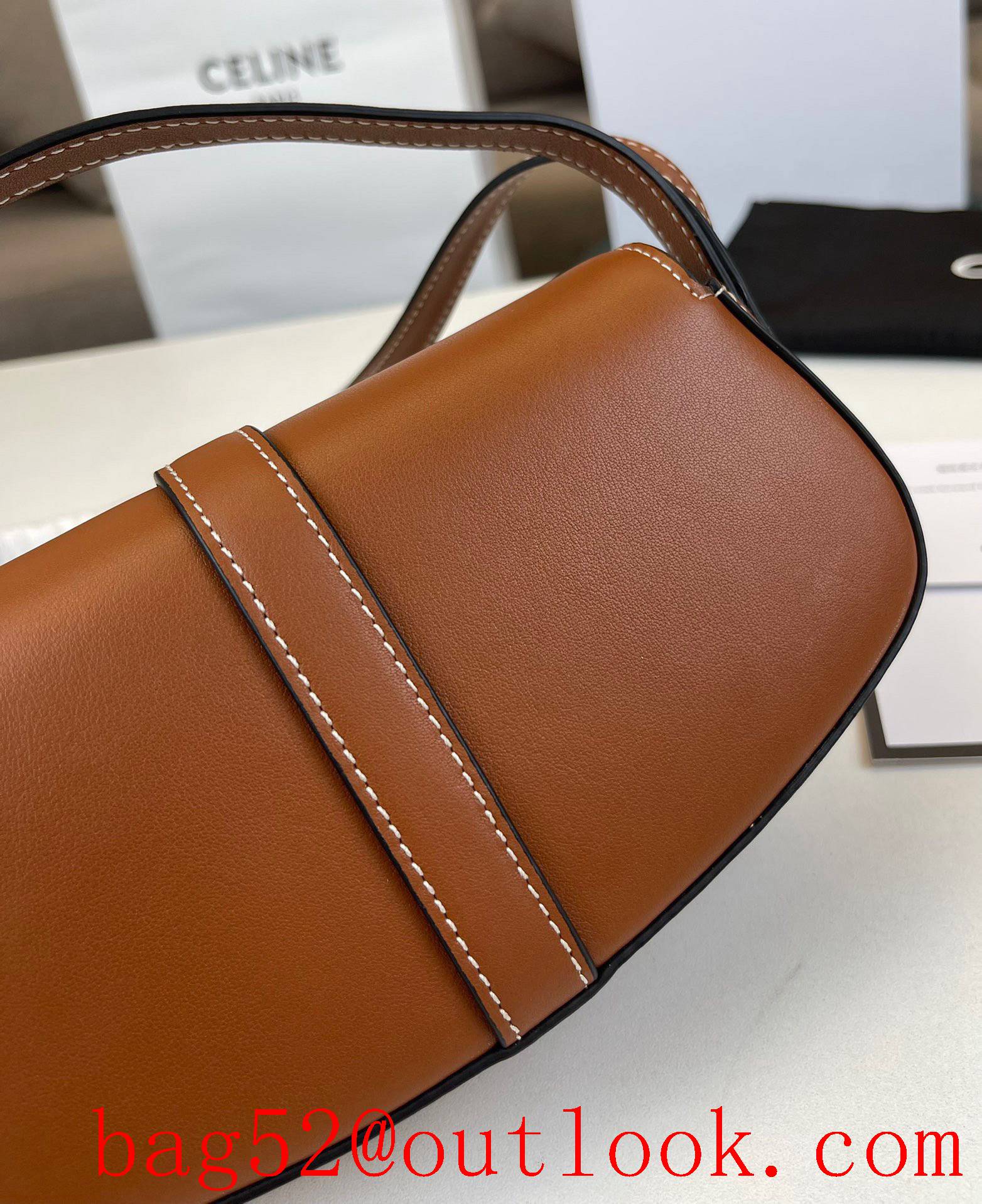 Celine brown medium new smooth calfskin strap clutch handbag