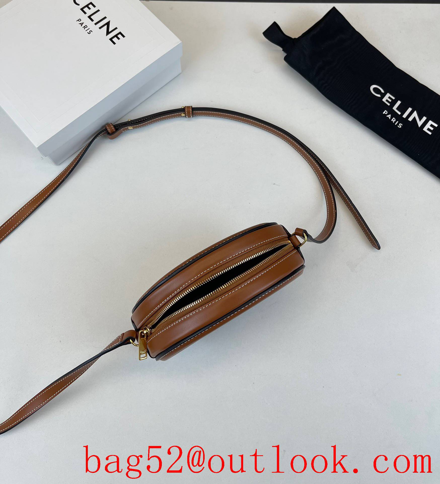 Celine brown small Smooth calfskin crossbody oval bag shoulder bag