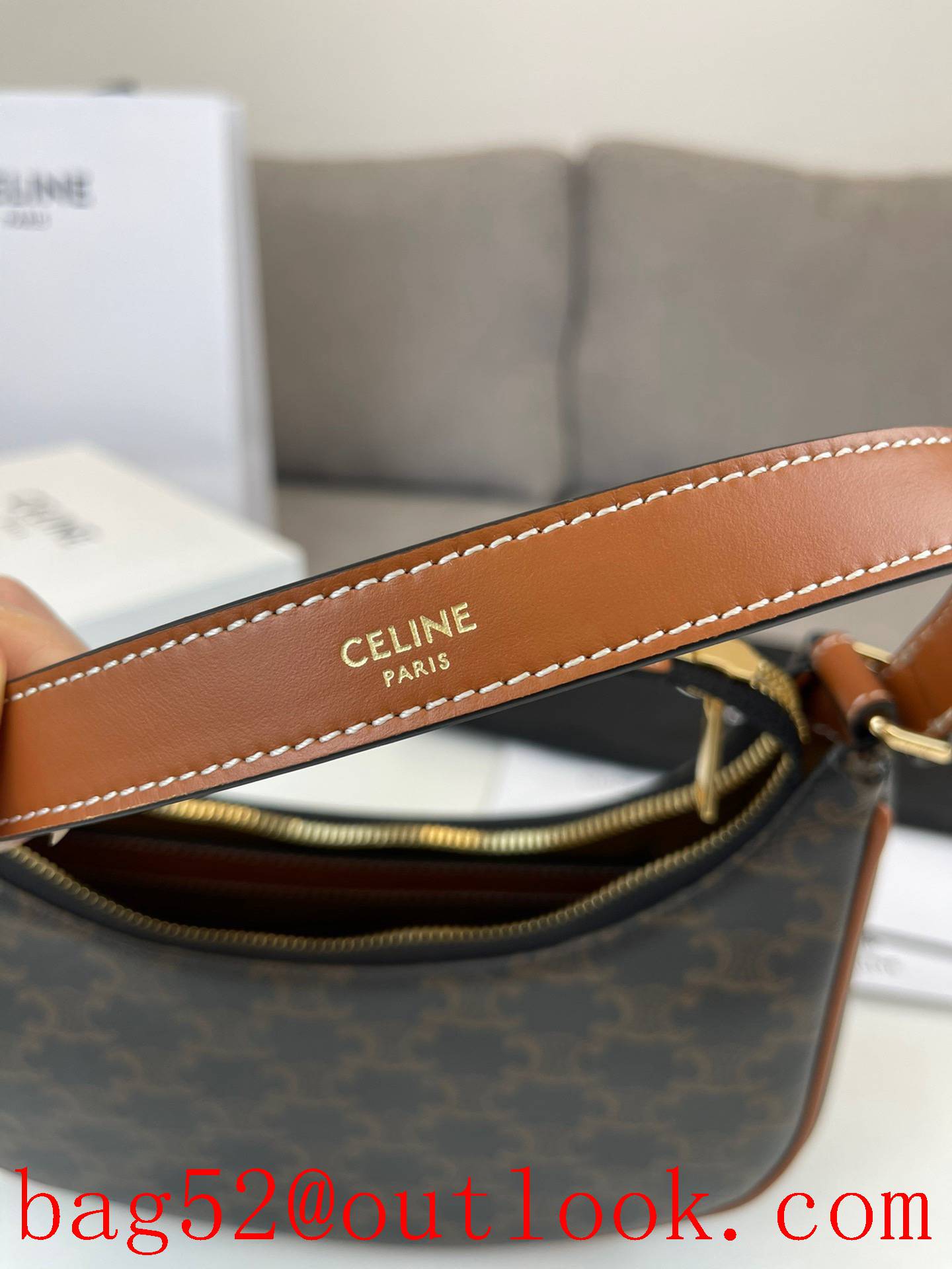 Celine black medium presbyopia underarm handbag lady bag
