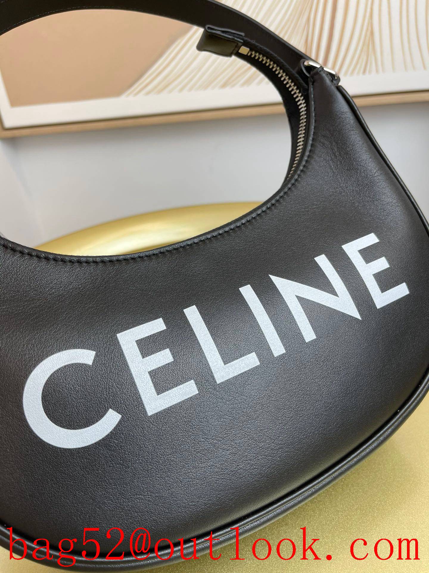 Celine black medium shoulder Ava printed smooth calfskin undararm leather bag