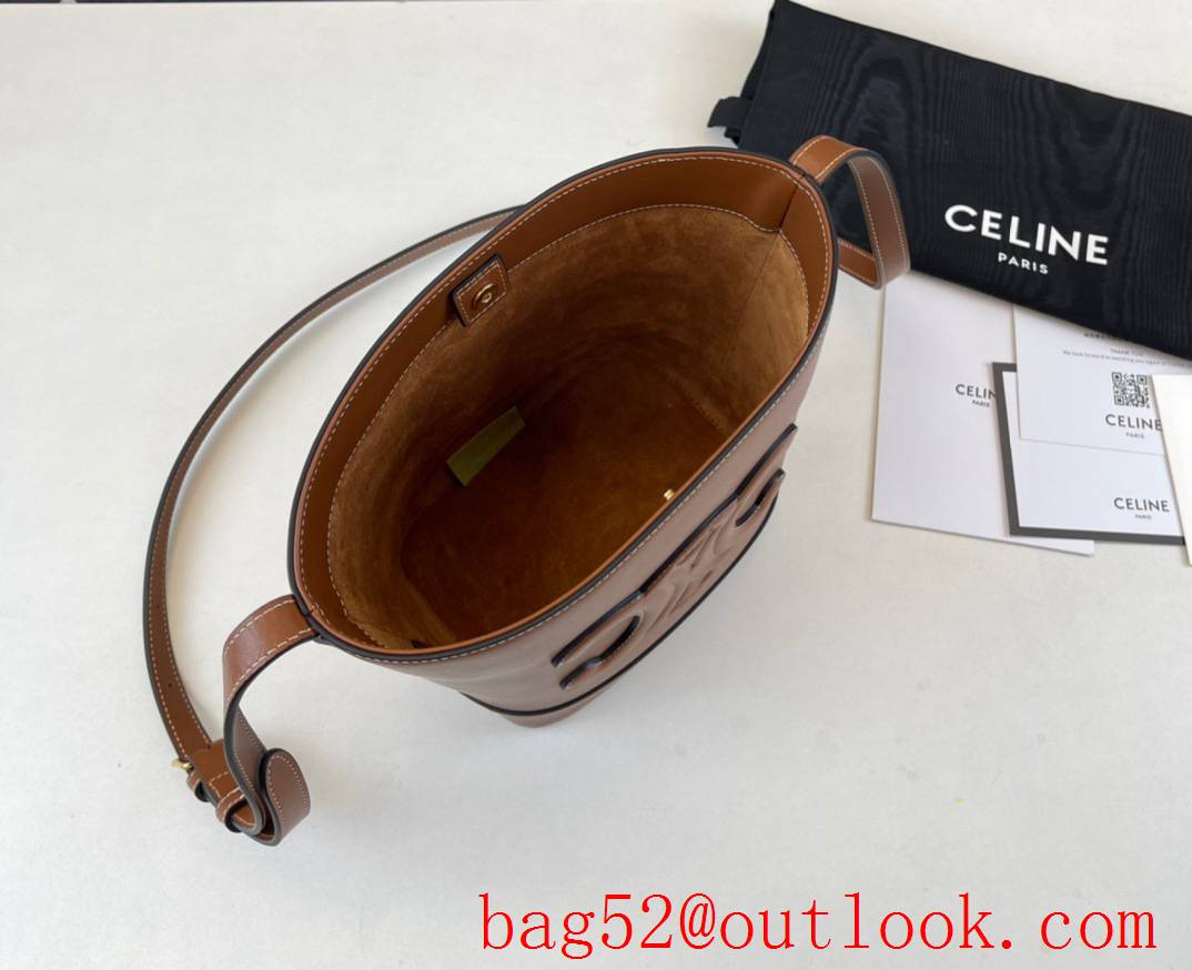 Celine new CUIR Arc de Triomphe brown medium bucket three-dimensional big logo bag