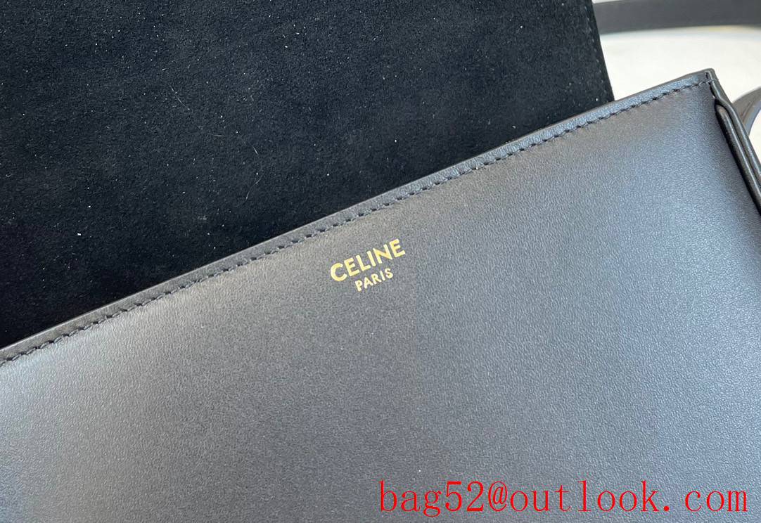 Celine black medium Folco Cuir Triomphe cow leather handbag