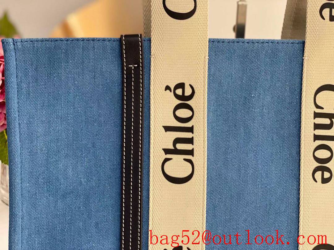 Chole large demin blue woody street tote handbag