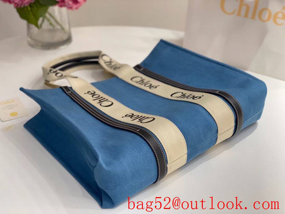 Chole large demin blue woody street tote handbag