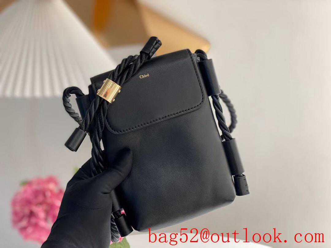 Chole black chloe key X mobile phone bag leather chain shoulder bag