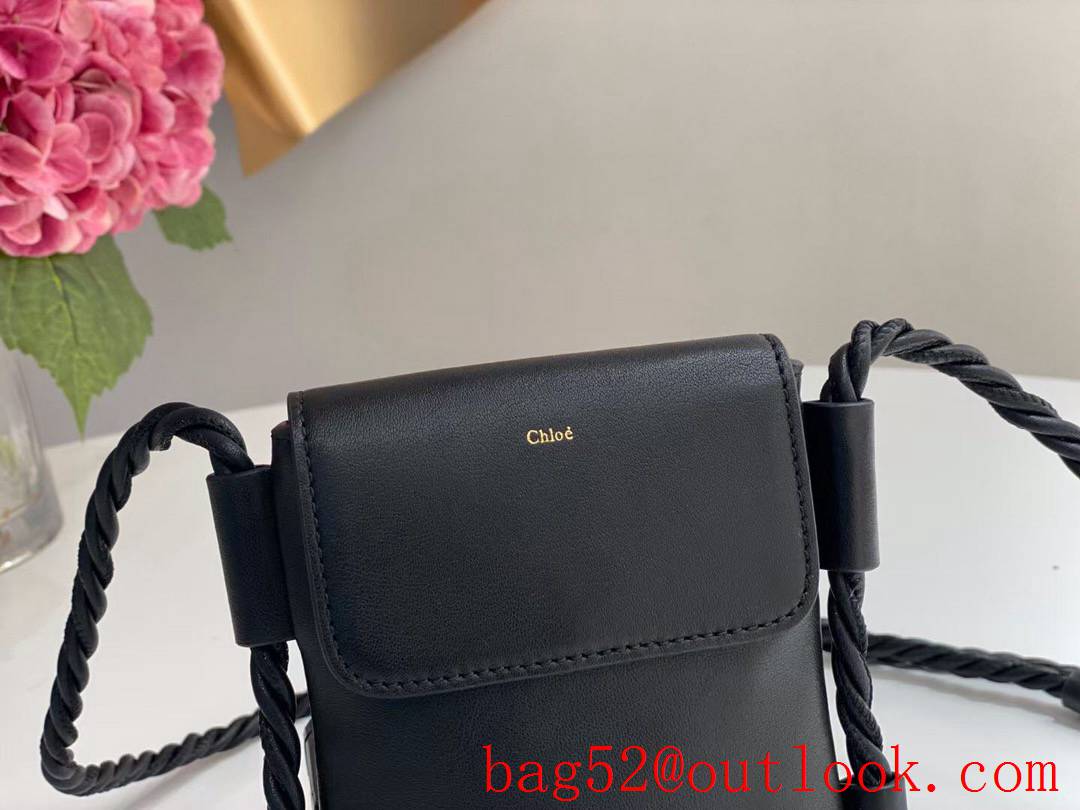 Chole black chloe key X mobile phone bag leather chain shoulder bag