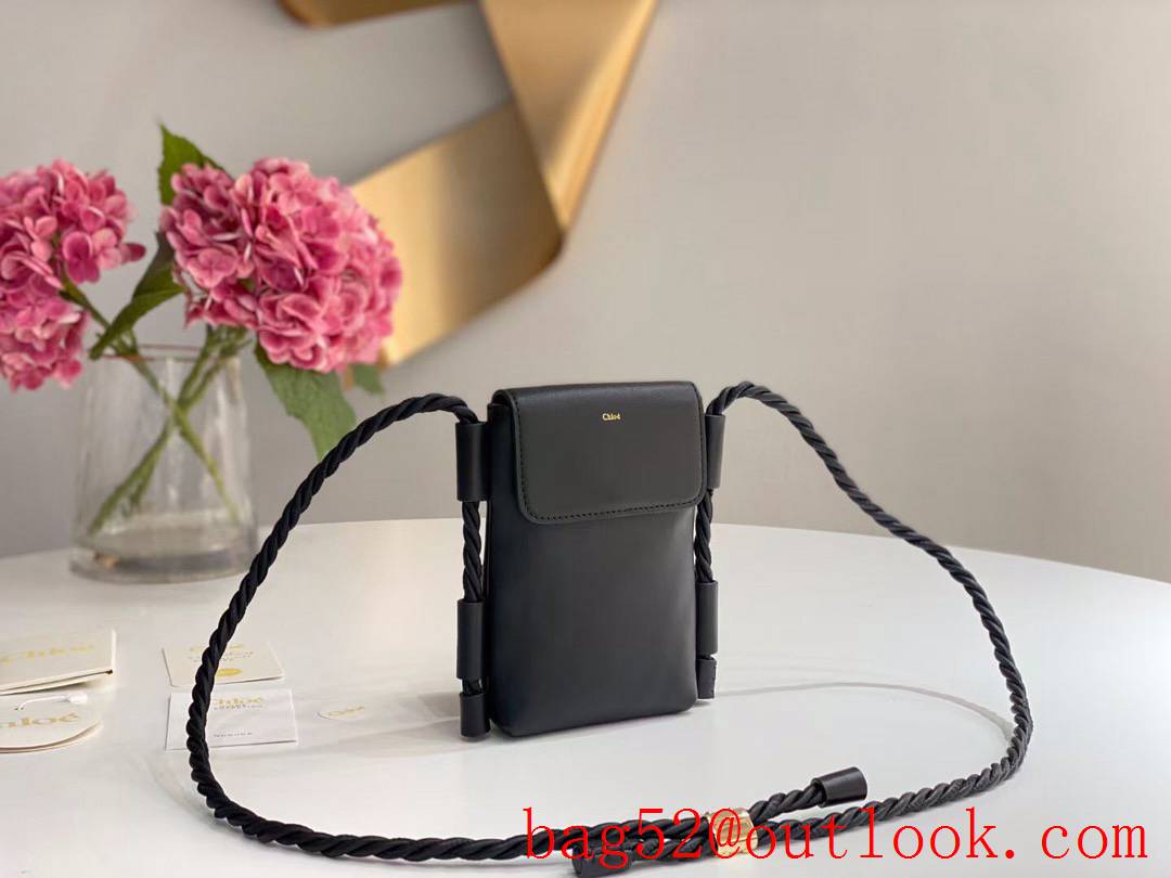 Chole black chloe key X mobile phone bag leather chain shoulder bag