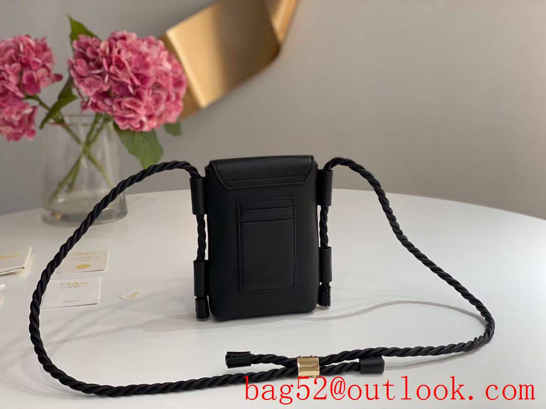 Chole black chloe key X mobile phone bag leather chain shoulder bag