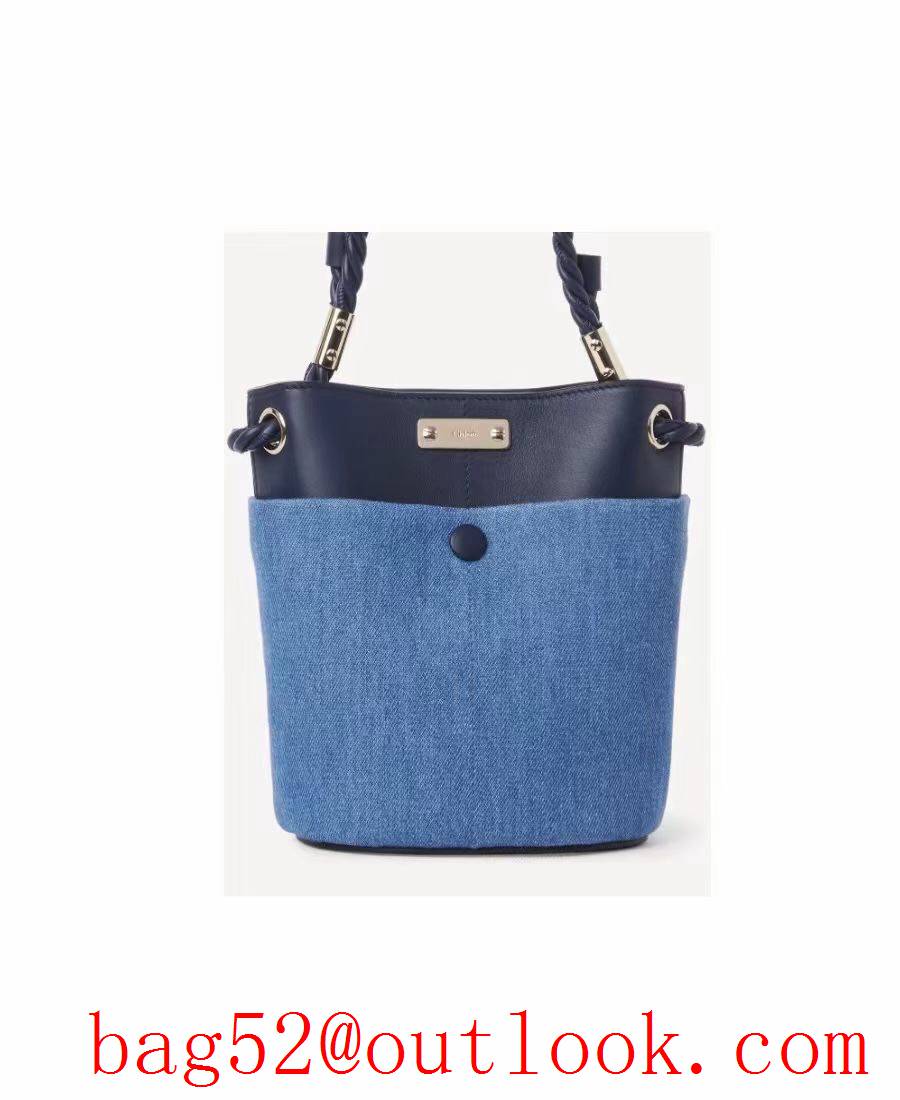 Chole small blue shoulder key bucket knot handbag bag