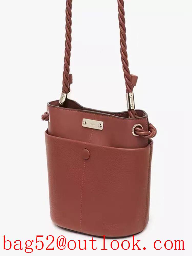 Chole winered shoulder handbag key bucket knot bag