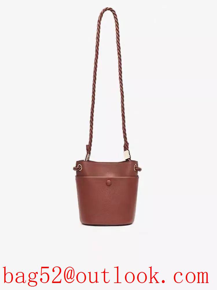 Chole winered shoulder handbag key bucket knot bag