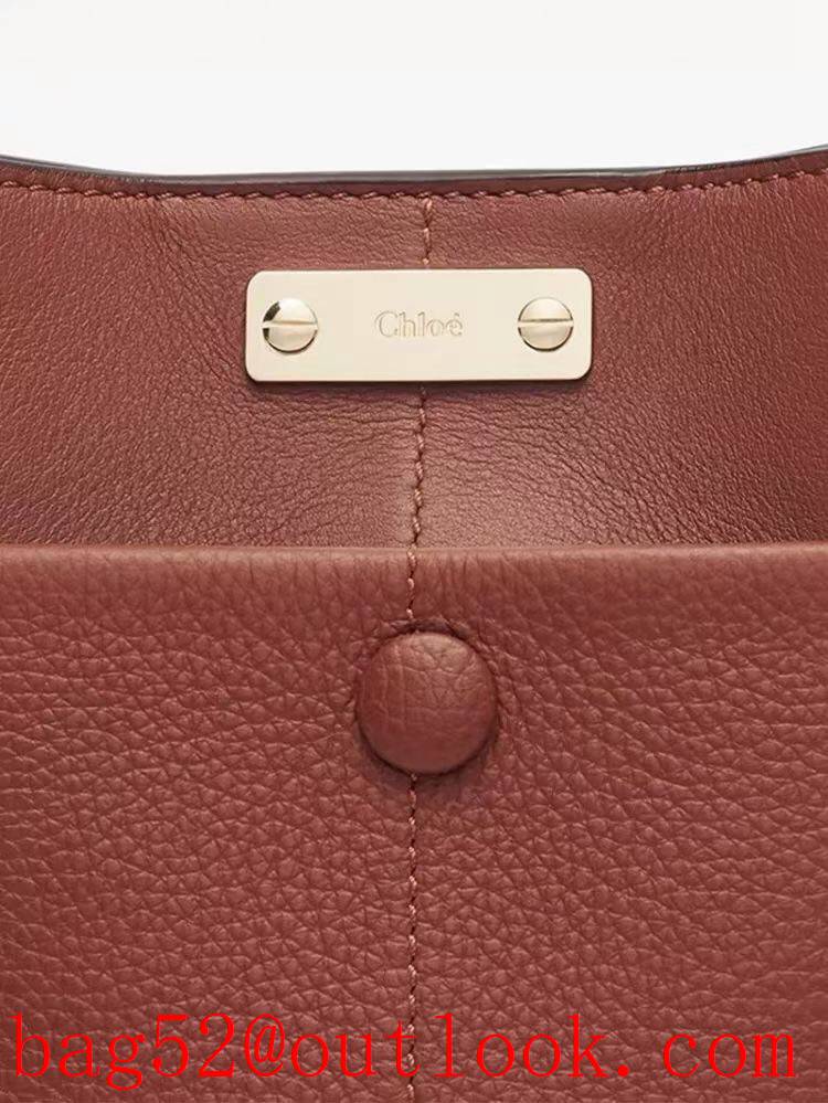 Chole winered shoulder handbag key bucket knot bag