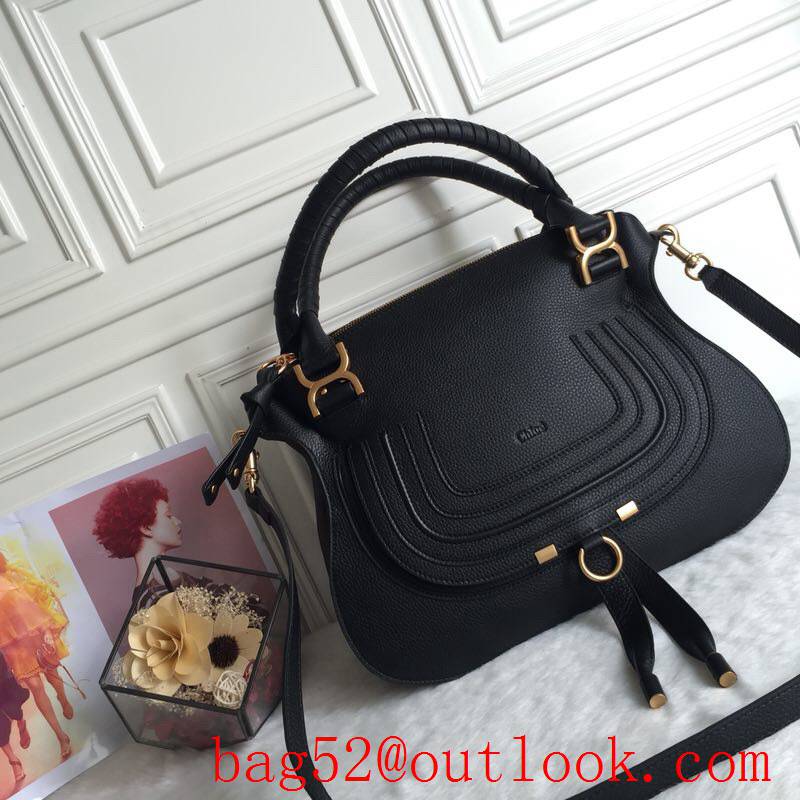 Chole black leather marcie large flap Premium Collector's Edition shoulder tote bag