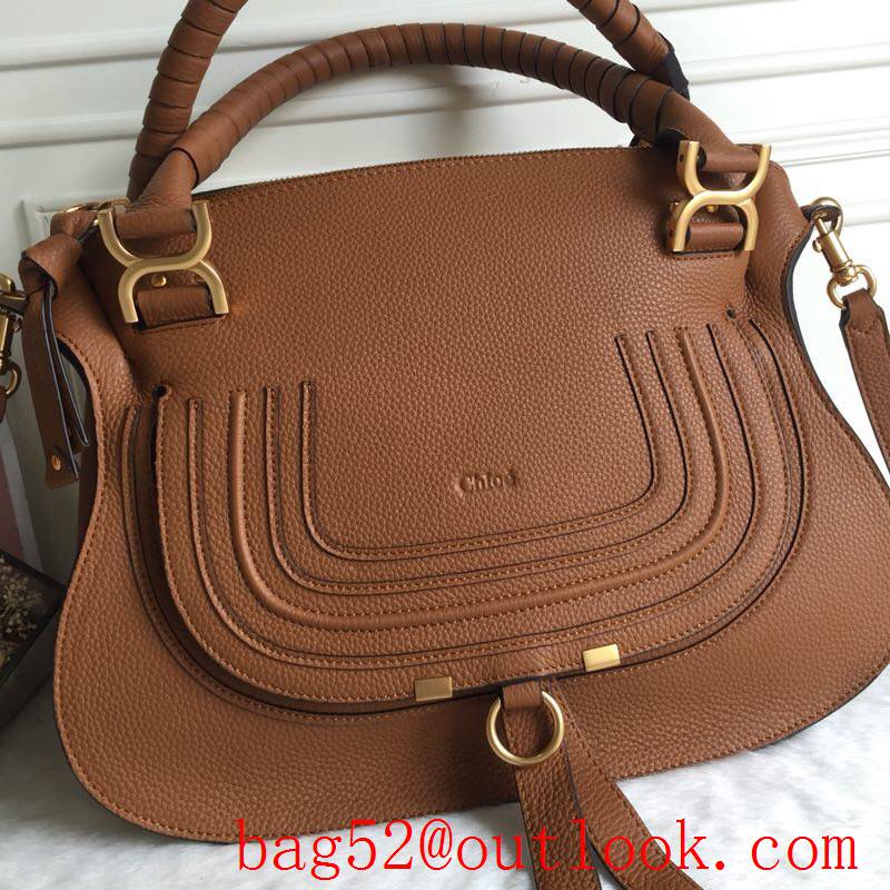 Chole leather brown flap marcie Premium Collector's Edition shoulder tote bag