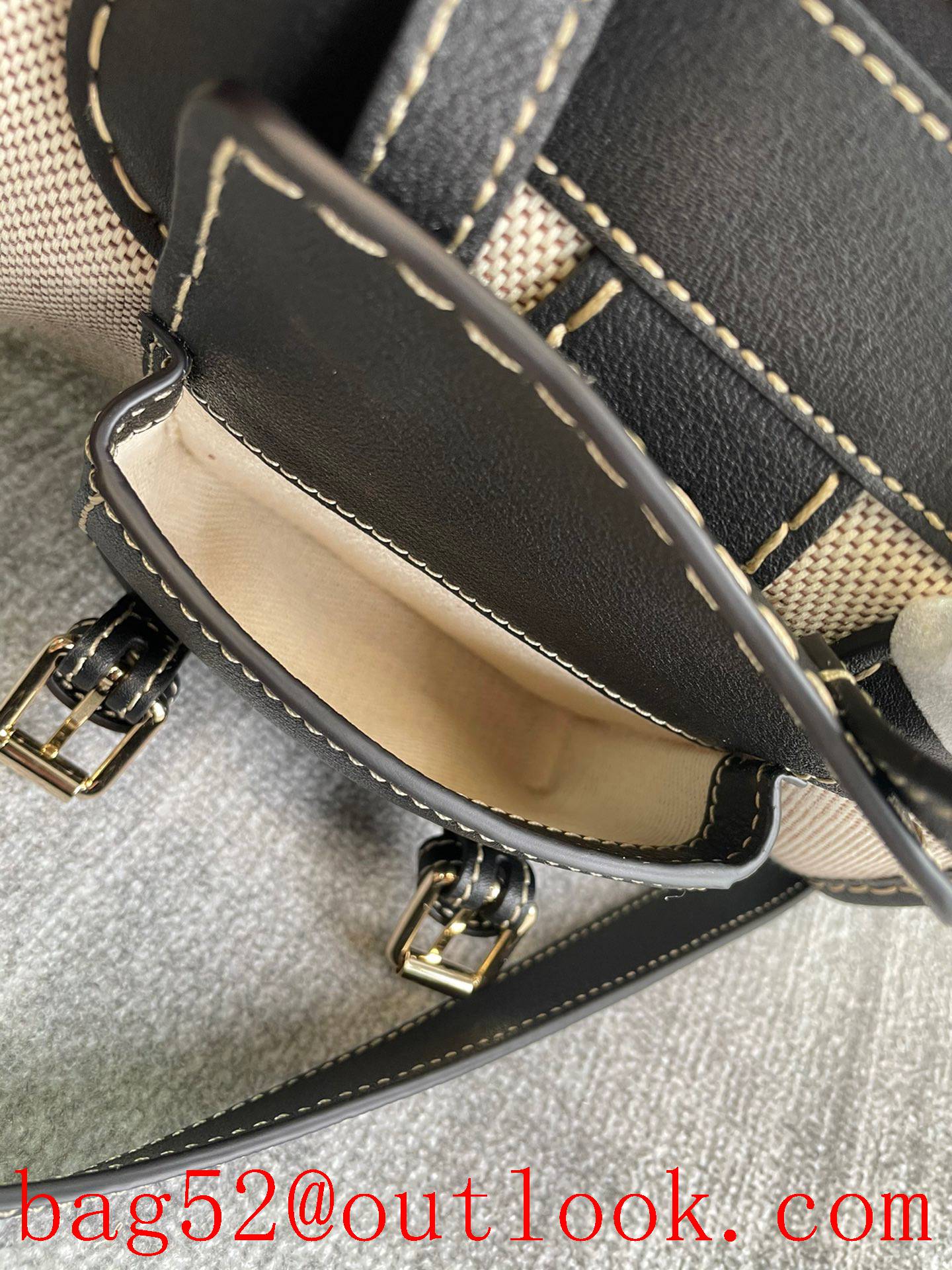 Chole zip pocket Linen lining Removable strap edith creamblack crossbody bag